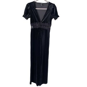 Y2K Maxi Dress Women's Small Forever 21 Crushed Velvet Whimsigoth Gothic